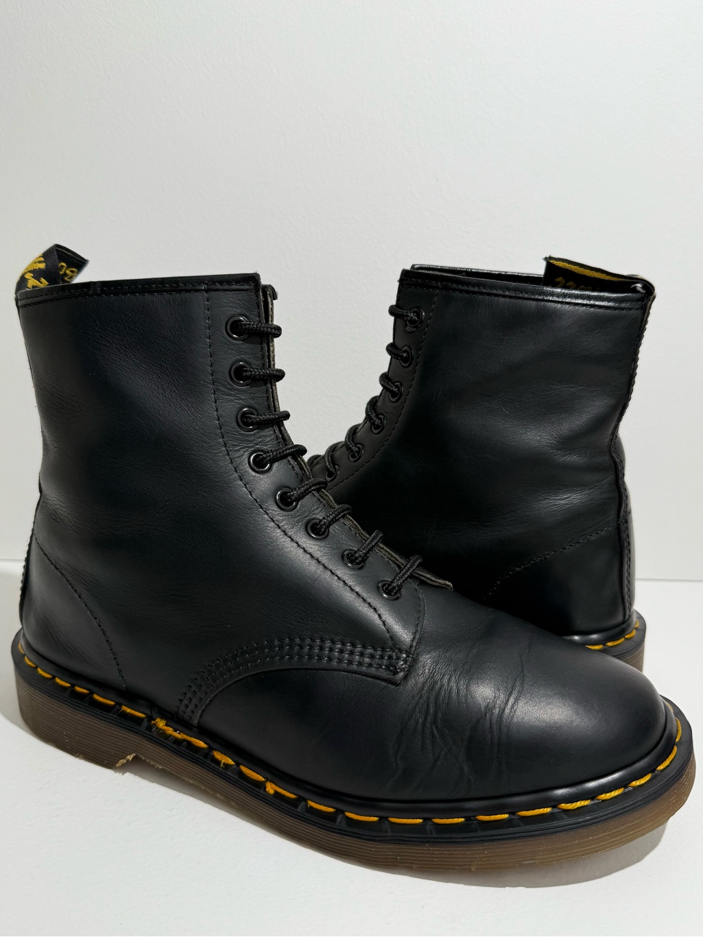 Dr. Martens 1460 Vintage Made In England Black Greasy Leather 8 Eye Boots Uk 9
